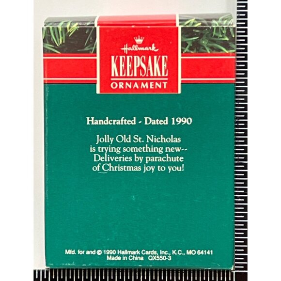 1990 HALLMARK KEEPSAKE ORNAMENT QX550-3 JOY IS IN THE AIR PARACHUTE - Picture 3 of 6